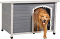 Petsfit Outdoor Wooden Dog House with Adjustable Foot