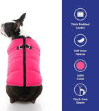 Gooby Padded Vest Dog Jacket - Solid Pink, Medium - Warm Zip Up Vest Fleece Jacket with Dual D Ring Leash Water Resistant for Small to Medium Dogs