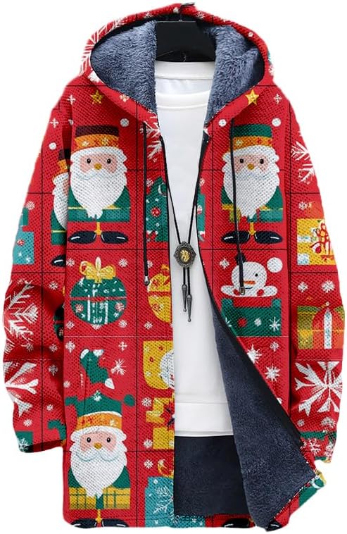 Oversized Full Zip Hoodie for Men Sherpa Fleece Lined Jacket with Hood Soft Warm Winter Coat with Pockets