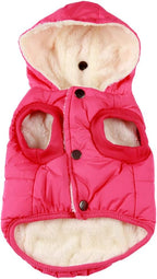 Fleece Lining Extra Warm Dog Hoodie in Winter for Small Dogs Jacket Puppy Coats with Hooded Pink M
