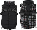 Geyecete Winter Warm Coat Geyecete Waterproof Dog Jacket with Harness Traction Belt,Pet Outdoor Jacket Dog Autumn and Winter Clothes-Black-XL