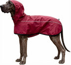 Mosucoirl Dog Raincoat Jacket Reflective Adjustable Hooded Pet Poncho Rain Coats with Leash Hole Waterproof Clothes for Small Medium Large Dogs (Red, L)