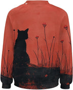 Long Sleeve Shirts for Women Cat Oil Painting Shirt 3D Graphic Sweatshirts Fall Pullover Crewneck Vintage Boho Tops