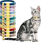 Personalized Breakaway Cat Collars - Magnetic Buckle, Bell - Safety Quick Release, Customized for Girls & Boys Cats- (Velvet-Grey)