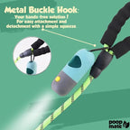 Dog Poop Bag Holder with Flashlight - Waste Bag Dispenser for Night Walks - Durable, Portable with Leash Clip & Carabiner - Includes 15 Dog Poop Bags - Green