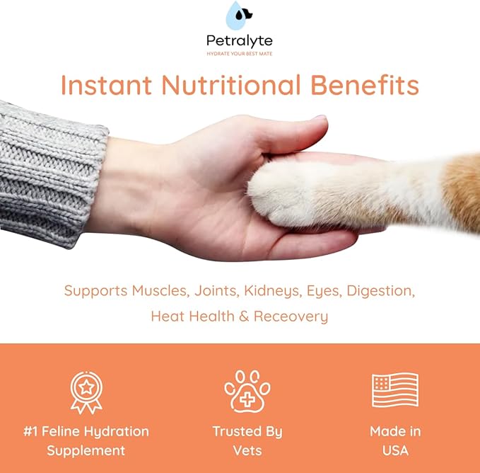 Petralyte Cat Hydration Electrolyte and Cat Joint Supplement | Hydration Support for Cats w/Glucosamine, Chondroitin, L-Glutamine, Taurine, Lysine & Prebiotics | for Tuna Lovers | 16 Packets