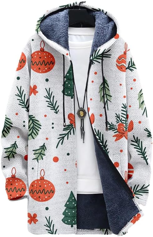 Oversized Full Zip Hoodie for Men Sherpa Fleece Lined Jacket with Hood Soft Warm Winter Coat with Pockets