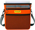 Dog Treat Pouch with Magnetic Closure 4-Cup Silicone Bag Fanny Pack Holder with Clicker 4 Ways to Wear Front Pocket Fits All Phones Ideal for Leash, Pet Walking and Training（Orange）