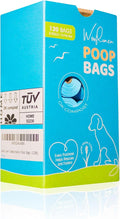 Wooflinen 100% Compostable Dog Poop Bags - EN13432 Home Compost Certified Dog Waste Bags, 120 Count (8 Rolls) - Easy Open - Large and Thick