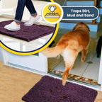 Muddy Mat® AS-SEEN-ON-TV Highly Absorbent Microfiber Door Mat and Pet Rug, Non Slip Thick Washable Area and Bath Mat Soft Chenille for Kitchen Bedroom Indoor and Outdoor - Dark Purple 24" x 96"
