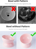 Cat Water Bowl, 16 OZ Ceramic Elevated Cat Bowls, 15° Tilted and Raised Pet Food Dish, Anti Vomiting Protect Pets' Spines and Whisker Fatigue
