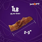 Jack & Pup Pig Ears Slivers (1lb) - Premium Natural Dog Chews, Pork Pig Ears, Healthy Dog Treats, Odor Free, Excellent Rawhide Alternative