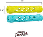 Messy Mutts Totally Pooched Huff'n Puff Stick | 10” x 2” TPR Puzzle Stick for Dogs | 2-in-1 Durable Interactive Toy and Tooth Cleaner | Green