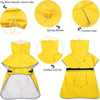 Waterproof Dog Raincoat Hooded Slicker Poncho Raincoat for Medium Large Dogs, Adjustable Dog Rain Coat Jacket(Yellow, 6XL)