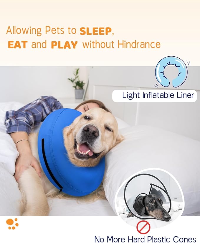 Supet Inflatable Dog Cone Collar for Small Dogs Puppies Cats, Soft Dog Cone Alternative After Surgery for Puppies Cats to Stop Licking
