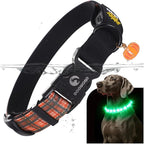 DOGWONG LED Dog Collar - Fall Orange Plaid Heavy Duty Light up Dog Collars - Rechargeable Waterproof - Lighted Dog Collars for Night Walking, Hiking, Camping(Orange Plaid,S)