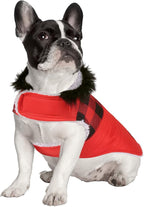 HDE Dog Puffer Jacket Fleece Lined Warm Dog Parka Winter Coat with Harness Hole Buffalo Plaid - M