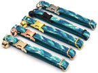 Personalized Cat Collar with Bells,Velvet Customized Small Cat Collar with Name Tag,Pet Collar with Name Phone Number Engraved ID Tags for Boy and Girl Kitten Cats (Green Water Wave)