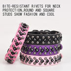 Serijoars Spiked Studded PU Leather Dog Collar for Small, Medium, Large Breeds, Pit Bull, Bully, Husky, Terrier, Adjustable (Black, M (32-38CM))