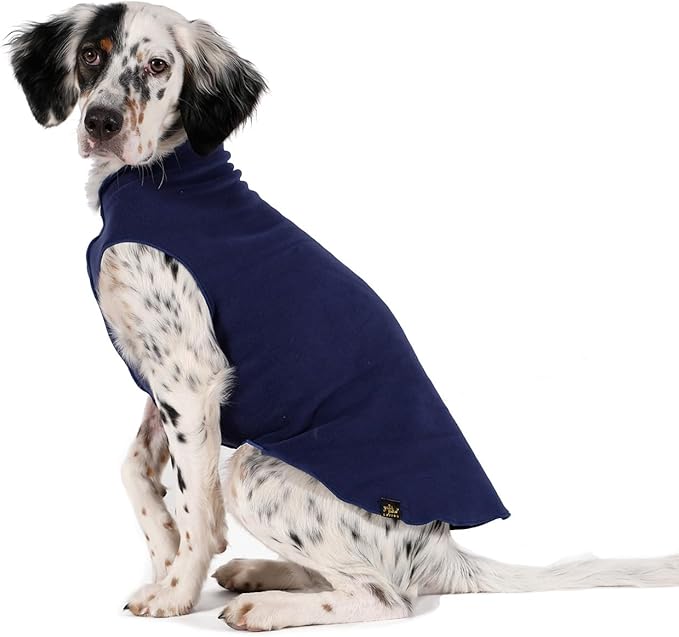 Goldpaw Stretchy Fleece Jacket for Small Dogs - Super Soft, Warm Dog Sweater - Pet Sweater Vest for Fall and Winter - Canine Clothes Made in The USA - Machine Washable - Navy - Size 20