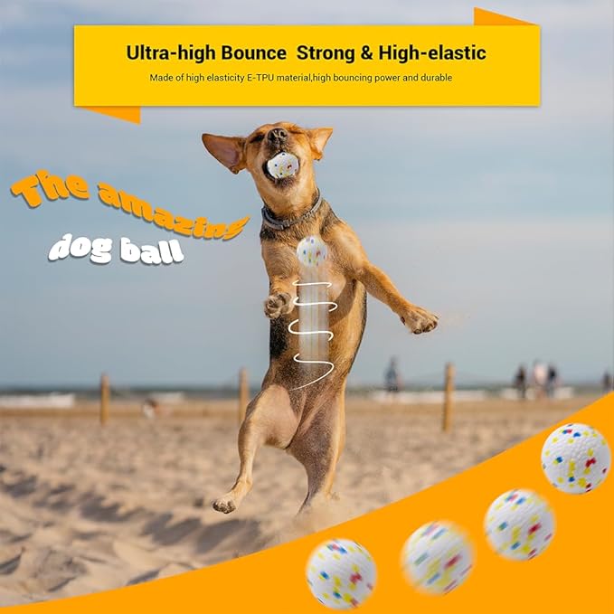 Dog Balls Toys for Aggressive Chewers, Indestructible Durable Bouncy Floating Balls for Dogs to Fetch, Durable Solid Rubber Ball for Training Dog(4 PCS)