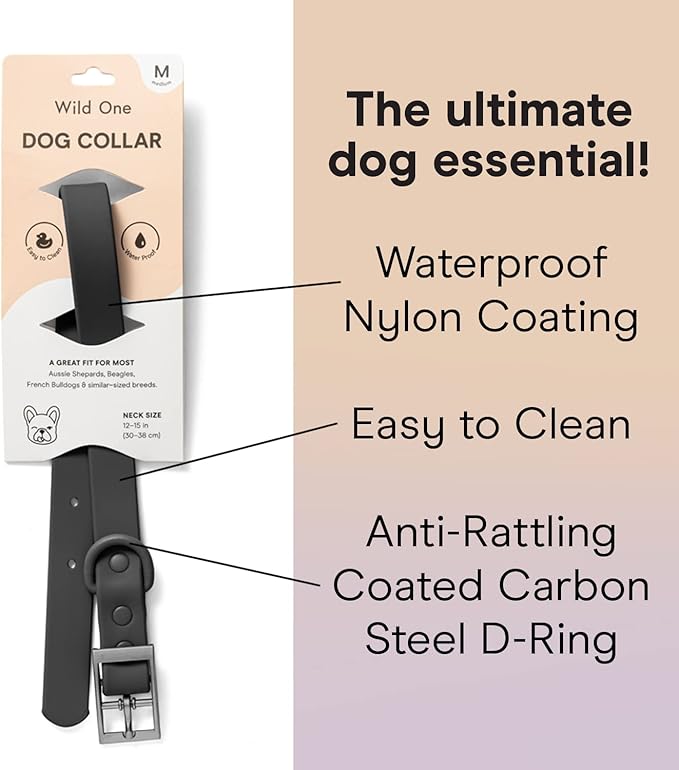 Wild One Dog Collar, The Original Easy-Clean, All Weather Flex-Poly Strap with Metal, Durable, Dirt and Odor Resistant, Size XL, Black