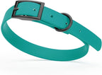 Dogline Biothane Waterproof Dog Collar Strong Coated Nylon Webbing with Black Hardware Odor- Proof for Easy Care Easy to Clean High Performance Fits Small Medium or Large Dogs, Blue Aqua