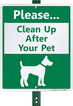 SmartSign Please Clean Up After Your Dog Sign, Dog Poop Signs for Yard 10 x 12 Inches Aluminum Sign With 3 Feet Stake