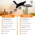 INICIO Cat Wall Shelves – Dog Proof Feeding Station with Wall Mounted Shelves, Durable 3 Step Birch Floating Shelf for Cats Up to 15lbs, Includes Attached Cat Food Bowl for Convenient Feeding – Black