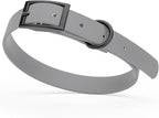 Dogline Biothane Waterproof Dog Collar Strong Coated Nylon Webbing with Black Hardware Odor- Proof for Easy Care Easy to Clean High Performance Fits Small Medium or Large Dogs, Battleship Gray