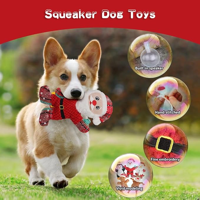 Dog Squeak Toys for Small, Medium & Large Dogs, Tough Chew Toy for Teething & Chewing, Durable Interactive Puppy, 5-Pack