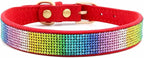 Serijoars Small Dog Collar with Rhinestone Crystal Diamond Colorful Bling Girl Puppy Cat Collars (M, Red2)