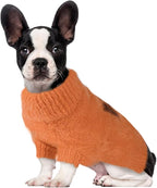 Small Dog Furry Pullover Sweater, Classic Turtleneck Dog Clothes for Cold Weather Cute Warm Pet Clothes for Chihuahua, Bulldog, Dachshund, Pug Orange Large