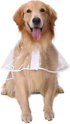 HDE Dog Raincoat Jacket Reflective Adjustable Hooded Pet Poncho Rain Coat with Leash Hole for Small to X-Large Dogs Clear - L