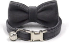 Personalized Cat Collar with Bells,Velvet Customized Small Cat Collar with Name Tag,Pet Collar with Name Phone Number Engraved ID Tags for Boy and Girl Kitten Cats (Grey)