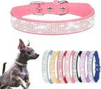 Serijoars Small Dog Collar with Rhinestone Crystal Diamond Colorful Bling Girl Puppy Cat Collars (XS, Pink)