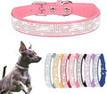 Serijoars Small Dog Collar with Rhinestone Crystal Diamond Colorful Bling Girl Puppy Cat Collars (L, Pink)