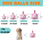 Dog Soccer Ball, Interactive Toys for Tug of War, Puppy Birthday Gifts, Tug Toy, Water Toy, Durable Balls for Small & Medium Size(6 inch-Pink)
