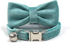 Personalized Cat Collar with Name Tag & Bells,Optional Bow-tie,Colorful Cute Cat Collars for Boys Cats, Soft Durable Custom Kitten Collars for Small Large Cats (Light Green)