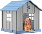 Vixzen 38in Large Outdoor Dog House,Durable Water Resistant Resin Dog House,Doghouse for Small to Large Dogs Indoor or Outside,with Air Vent and Elevated Floor,Blue