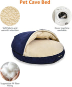 Amazon Basics Pet Cave Bed for Dog, With Removal Nesting Cave Cover, Fits up to 30lbs Pets, 35 x 35 x 13 inches, Blue