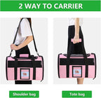 20" Large Cat Carrier Soft Sided for Cats Under 25 lbs, Folding Dog Carrier 20" Carrier for 2 Cats Travel Carrier - Pink