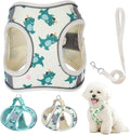 Step in Dog Harness and Leash Set, Flower Adjustable Easy Walk Puppy Harnesses, Soft Mesh No Pull Pet Vest Harness for Small Medium Dogs(Beige, M)