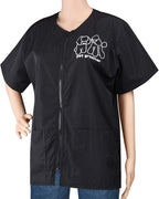 Noverlife Short Sleeves Pet Grooming Work Clothes with Full Zipper, XL Size, Splash Proof Anti-Static Pets Beautician Smock, Dog Cat Groomer Cosmetologist Uniforms for Pet Shop Men Women