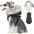 PINA Winter Coat with Waterproof Fabric and Faux Fur Hood, Dog Jacket with Reflective Strap for Small to Large Dogs, Green, M