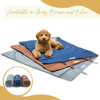 Portable Dog Mat - Waterproof & Foldable Pet Bed - Ideal for Indoor, Outdoor, Cafes, Travel, Camping, Grooming & Training - 39"x30" - Includes Carry Bag - Durable, Washable & Lightweight - Blue