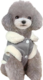 Jecikelon Bowtie Dog Cold Weather Coat Fleece Lining Warm Pet Puppy Turtleneck Dogs Winter Clothes for Small Dogs with D-Ring (Gray, X-Small)