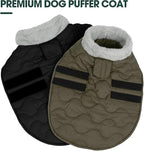 Kuoser Dog Jacket, Warm Dog Coats for Small Dogs, Doggie Winter Jacket Cold Weather Coats with Leash Hole, Winter Coat Apparel for Yorkie Chihuahua, Green XS