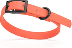 Dogline Biothane Waterproof Dog Collar Strong Coated Nylon Webbing with Black Hardware Odor- Proof for Easy Care Easy to Clean High Performance Fits Small Medium or Large Dogs, Coral