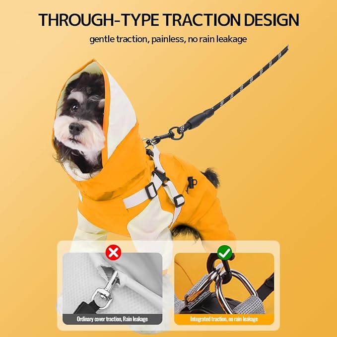 Waterproof Dog Raincoat with Windproof Design Adjustable Fit for Small Medium Large Dogs, Puppies Includes Anti-Slip Dog Shoes for Hardwood Floors and Water Protection, Light-Weight (2XL)